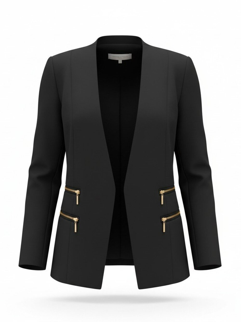 Ivanka Trump Black Blazer Jacket Gold Zipper Pockets Size 8